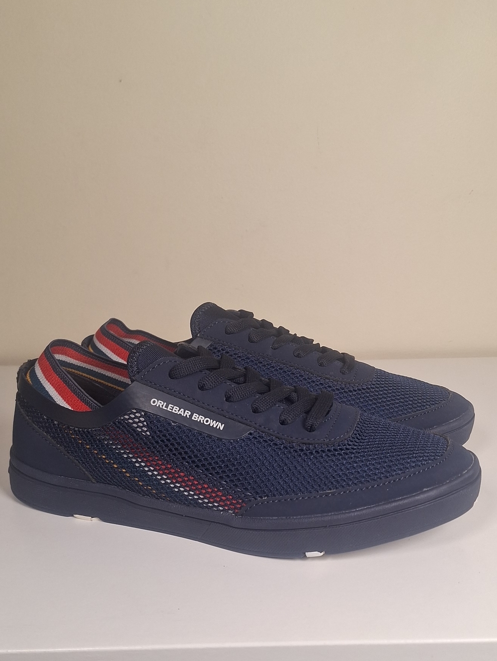 Olebar Brown Larson O.B Stripe Shoe You Can Swim Navy Orange Aquamarine